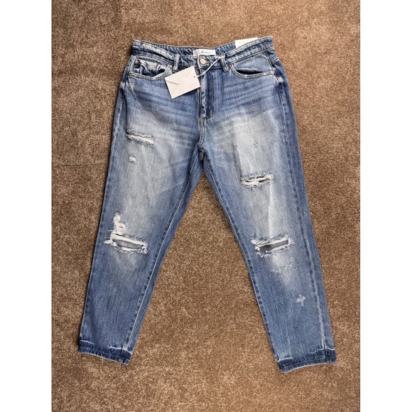 KanCan Denim - KanCan Relaxed Fit Distressed High Rise Jeans Medium Wash Size 9/28 NEW